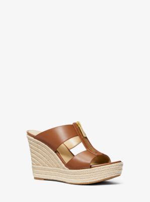 michael kors brady platform|Bradley Leather Wedge Sandal .